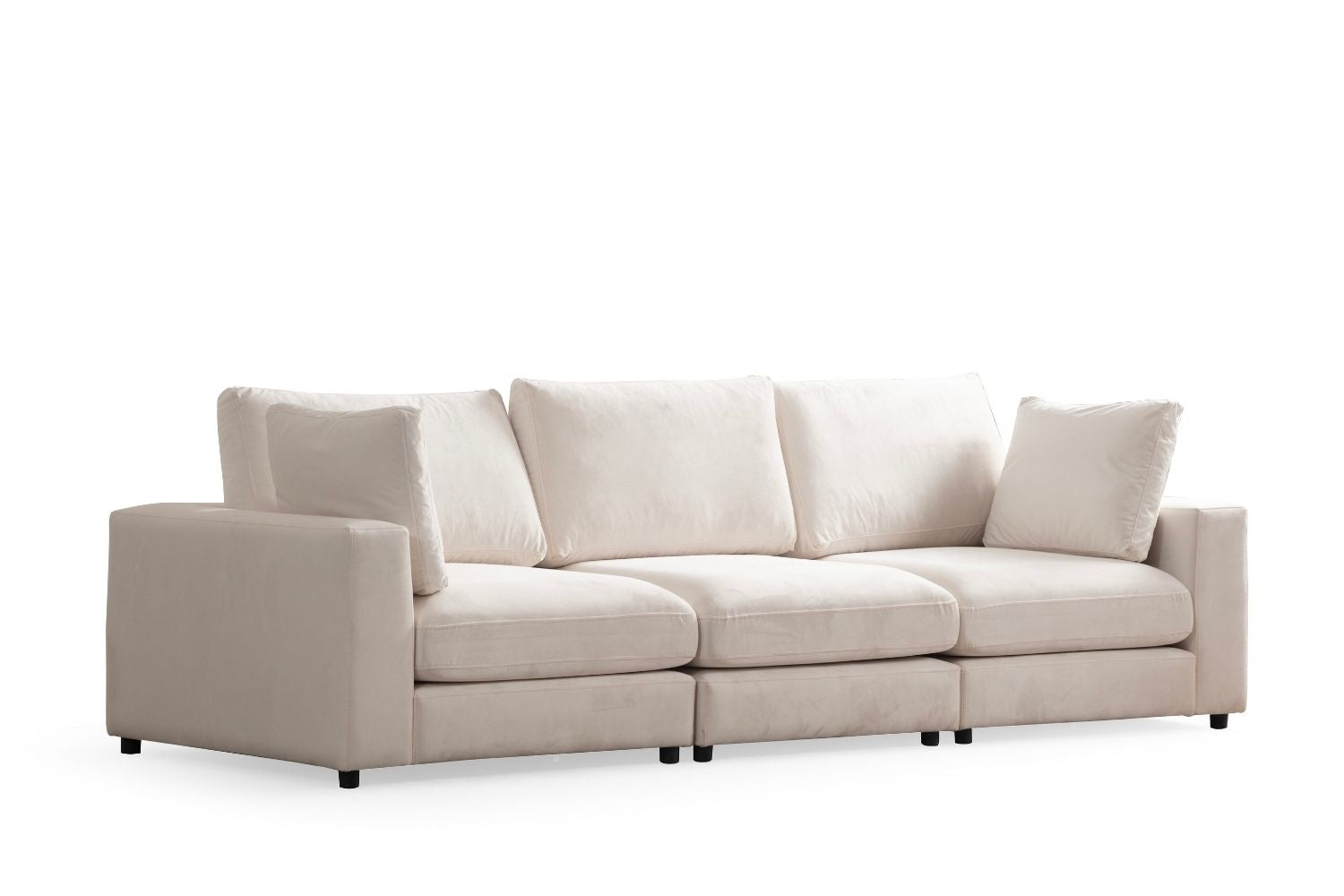 Canapé Julia Modulable Velours Blanc 3+1 Pouf