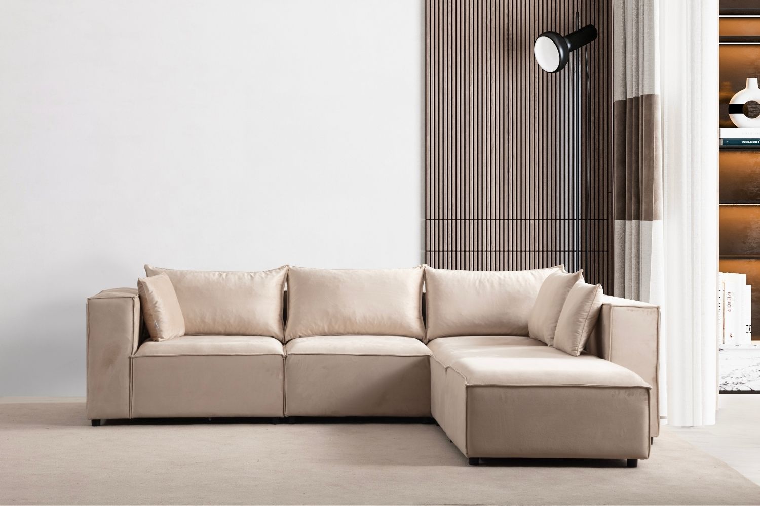 Canapé Elégance Velours Modulable 4+1 Pouf