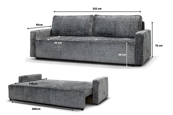 Canapé Nicole tissus Marbella Gris