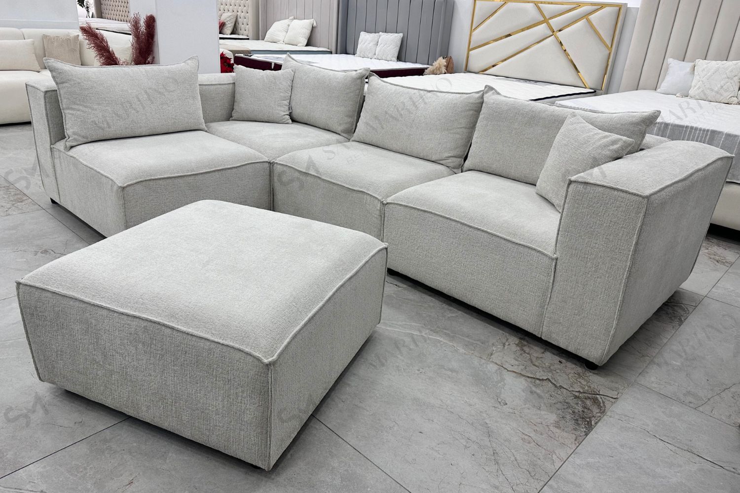 Canapé Elégance Chenille Blanc Cassé 4+1