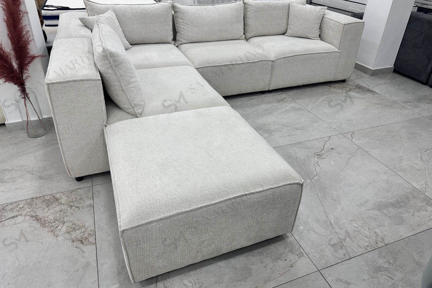 Canapé Elégance Chenille Blanc Cassé 4+1