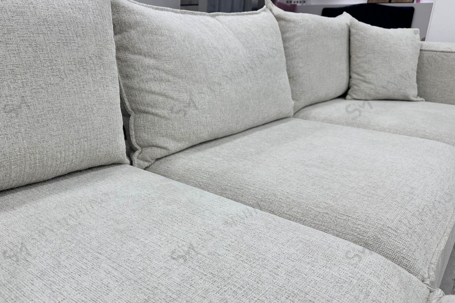 Canapé Elégance Chenille Blanc Cassé 4+1