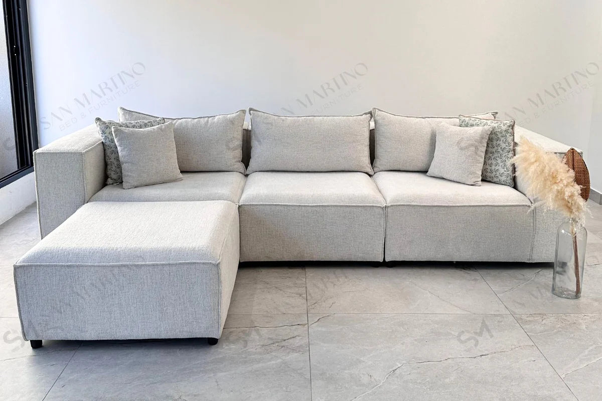 Canapé Elégance Chenille Blanc cassé 3+1