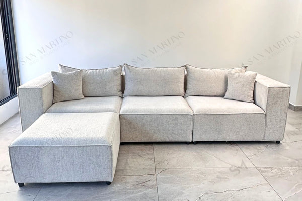 Canapé Elégance Chenille Blanc cassé 3+1